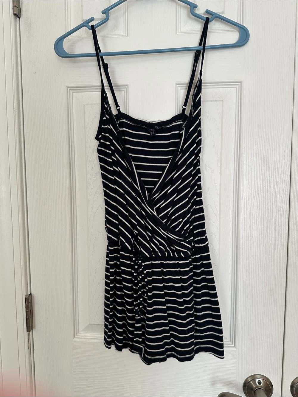 Aeropostale Black & White Striped Sleeveless Wrap Romper